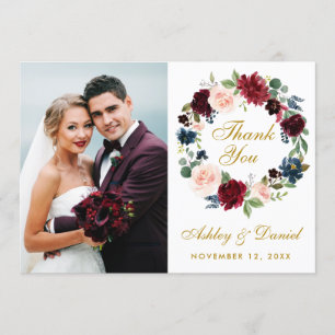 Floral Burgundy Blue Wreath Wedding Gold Danke W