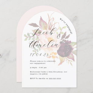 Floral Burgundy Blush Arch Engagement Party Einladung