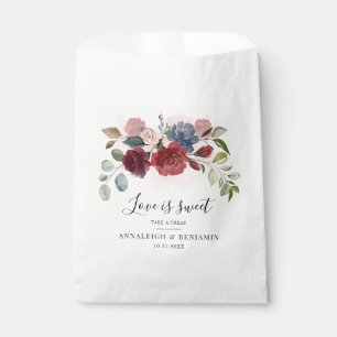 Floral Burgundy Botanical Dusty Blue Watercolor Geschenktütchen