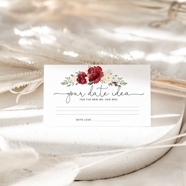 Floral burgundy Date night idea Begleitkarte (Von Creator hochgeladen)