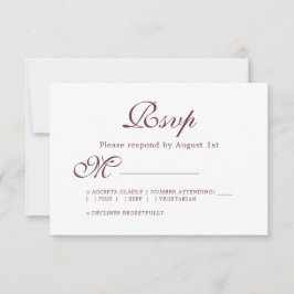 Floral Burgundy Dusty Pink Rose Wedding RSVP