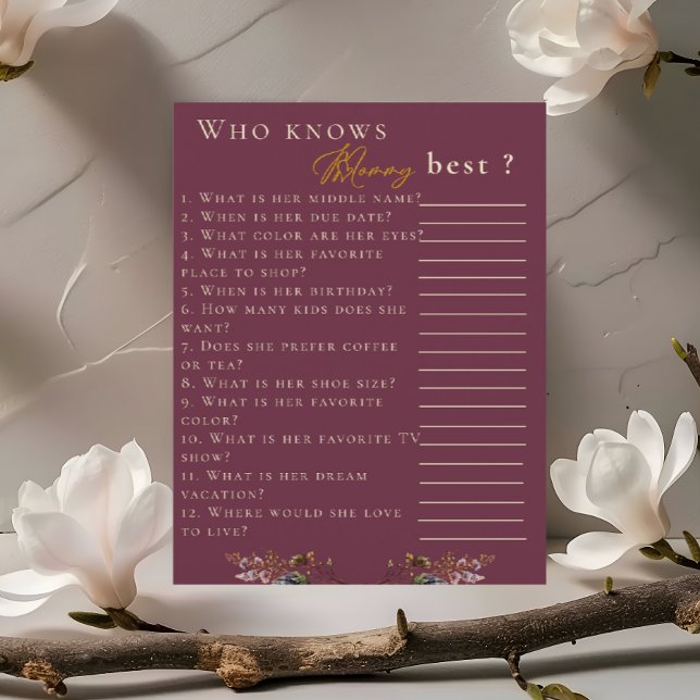 Floral Burgundy Elegant, der Mommy Best kennt Flyer (Von Creator hochgeladen)
