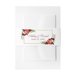 Floral Burgundy Gold Boho Wedding Einladungsbanderole