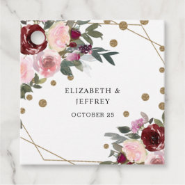 Floral Burgundy Gold Glitzer Geometric Wedding Geschenkanhänger