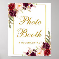 Floral Burgundy Gold Wedding Foto Stand