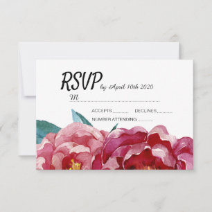 Floral Burgundy Marsala Peony RSVP-Karten RSVP Karte