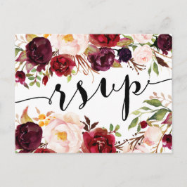 Floral Burgundy Marsala UAWG Postcard Einladungspostkarte