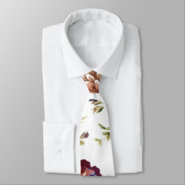 Floral-Burgundy Necktie |Trendy Floral Wedding Kra Krawatte