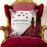 Floral Burgundy Princess Quinceanera Birthday Kissen<br><div class="desc">Das Birthday Throw Kissen aus dem Blumenburgund, Prinzessin Quinceañera, verleiht Ihrer Feier eine Touch der Eleganz. Dieses Kissen mit seinem bräunlichen Hintergrund und zarten Blumenakzenten ergänzt perfekt ein Prinzessin-Thema Quinceñera. Personalisiert mit Ihren Namen oder Veranstaltungsdetails, ist es ein schöner Sake, der jeden Sitzbereich oder Dekor verbessert. Dieses Kissen aus weichem,...</div>