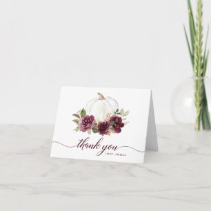 Floral Burgundy Pumpkin Fall Danke Karte