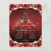Floral Burgundy Red Gold Glam Prinzessin Quinceane