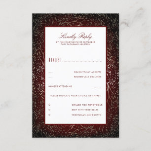 Floral Burgundy Red Vintage Wedding UAWG RSVP Karte