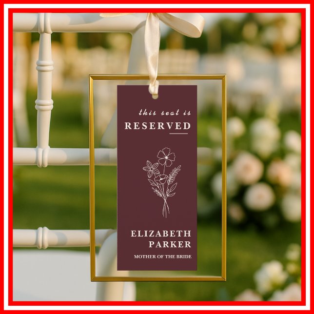 Floral Burgundy Reserved Seating Wedding Tag Einladung (Von Creator hochgeladen)