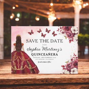 Floral Burgundy Save the Date Geburtstag Quinceane