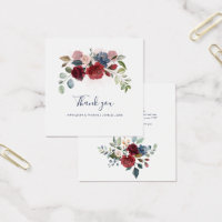 Floral Burgundy Script Wedding Danke Karte