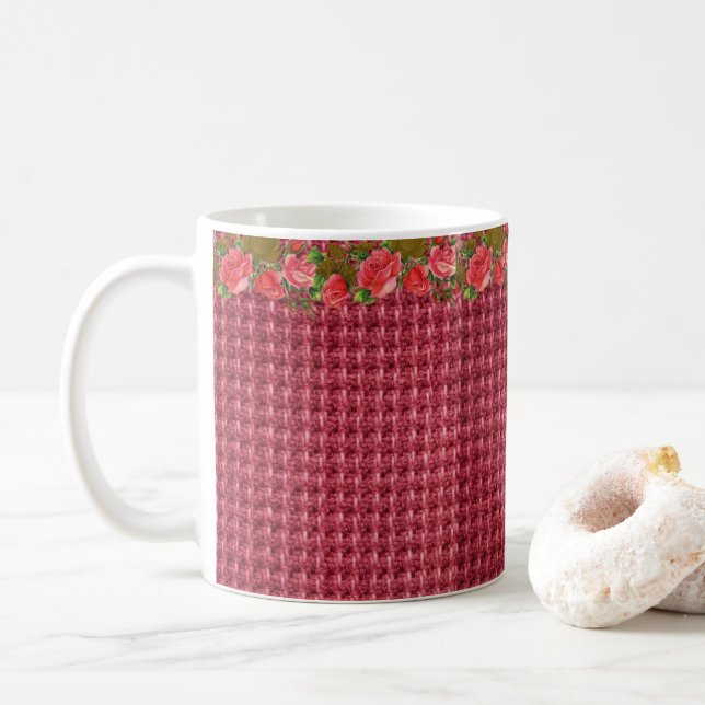 Floral Burgundy Tasse (Mit Donut)