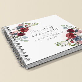 Floral Burgundy Watercolor Hochzeit im Herbst Gäst Notizbuch