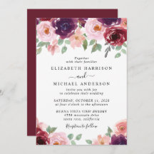 Floral Burgundy Watercolor Wedding