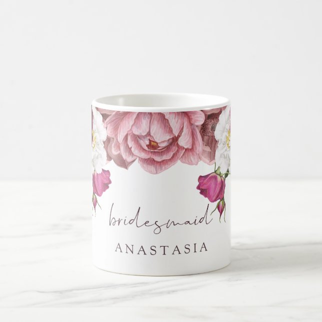 Floral Burgundy Wedding Bridesmaid Kaffeetasse (Mittel)