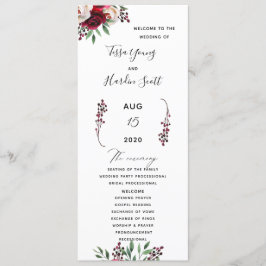 Floral Burgundy Wedding Flat Program Programm