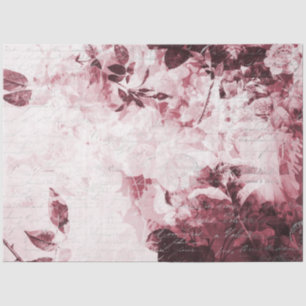 Floral Burgundy White Vintag Ephemera Decoupage 2 Seidenpapier