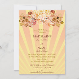 Floral Burnt Orange Sunray Wedding Probe Einladung