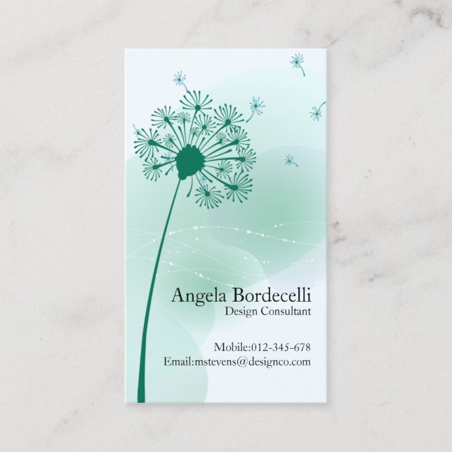 Floral Business Card Gentle Dandelion Visitenkarte (Vorderseite)