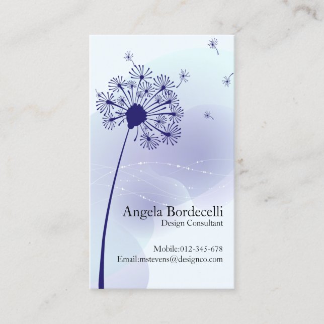 Floral Business Card Gentle Dandelion Visitenkarte (Vorderseite)