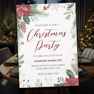Floral Business Weihnachten Party Einladung