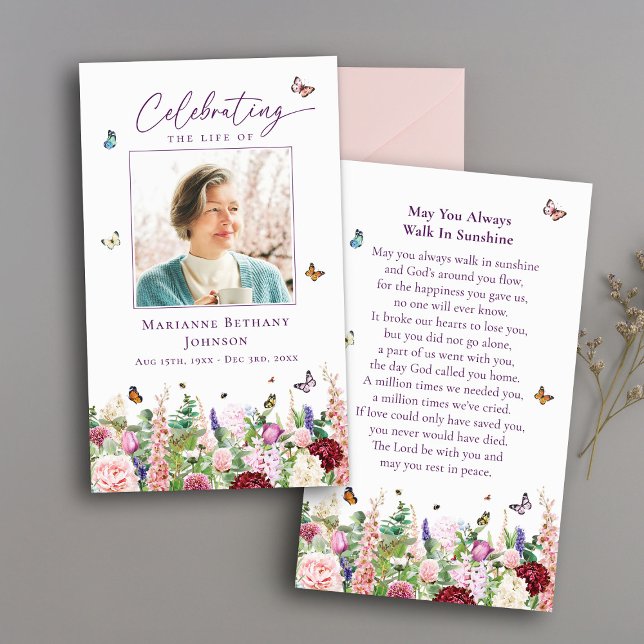 Floral Butterfisch Gedenkkarte Beerdigungskarte (Von Creator hochgeladen)