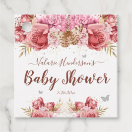 Floral Butterfliegen Pink Baby Dusche Geschenkanhänger