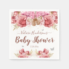 Floral Butterfliegen Pink Baby Dusche Serviette