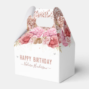 Floral Butterfliegen Pink Happy Birthday Geschenkschachtel