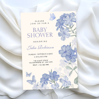 Floral butterflies baby shower einladung