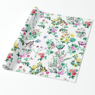 Floral Butterflies Gift Wrap Geschenkpapier