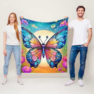 Floral Butterfly Art Design Fleecedecke