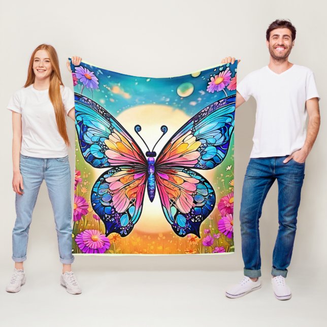 Floral Butterfly Art Design Fleecedecke (Beispiel)