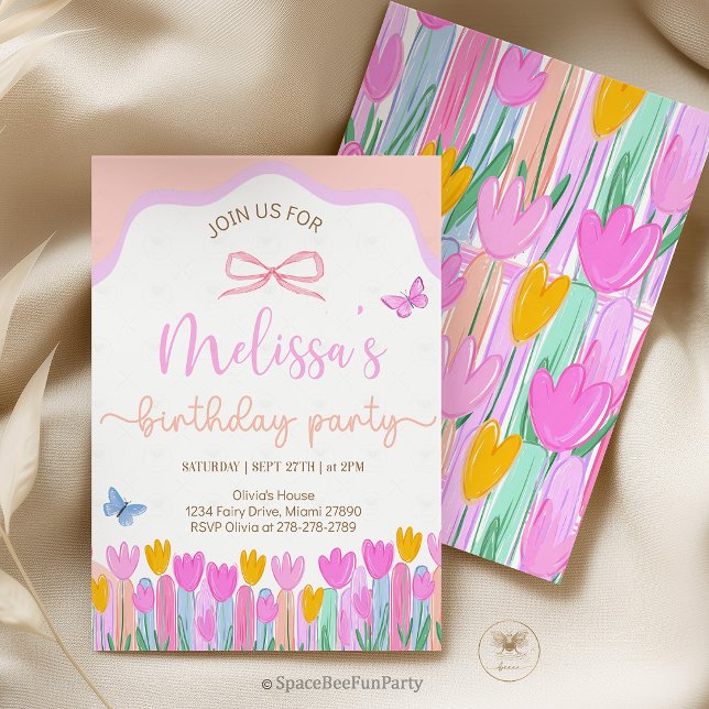 Floral Butterfly Birthday Party Einladung (butterfly invitation, floral birthday, garden party invite, wildflower invite, boho birthday, girls )