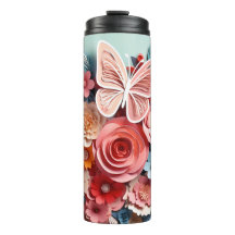 Floral & Butterfly - blau - schlanker, thermischer