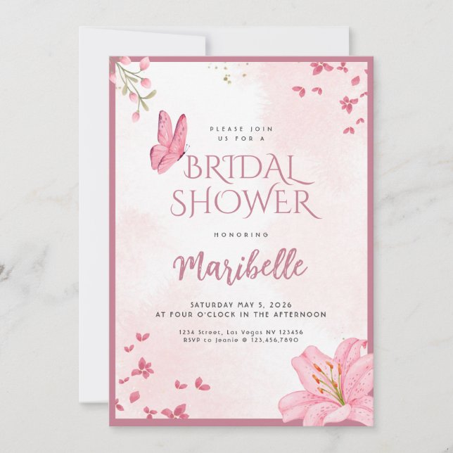 Floral Butterfly Bridal Shower Invitation Einladung (Vorderseite)