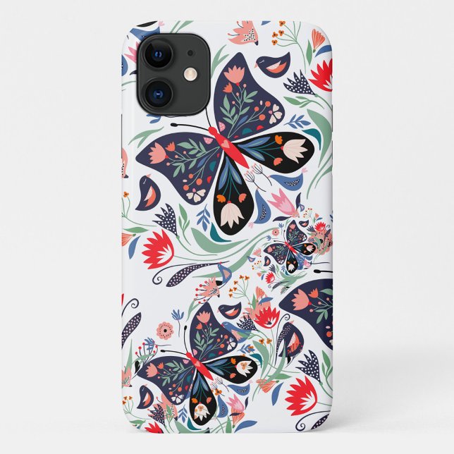 Floral Butterfly Case-Mate iPhone Hülle (A vibrant floral pattern featuring butterflies and flowers. )