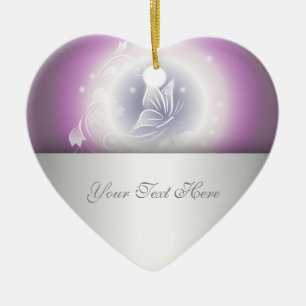 Floral Butterfly Fantasy Lila Keramik Ornament