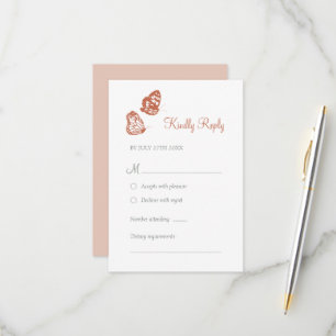 Floral Butterfly Garden Terracotta Boho Wedding RSVP Karte