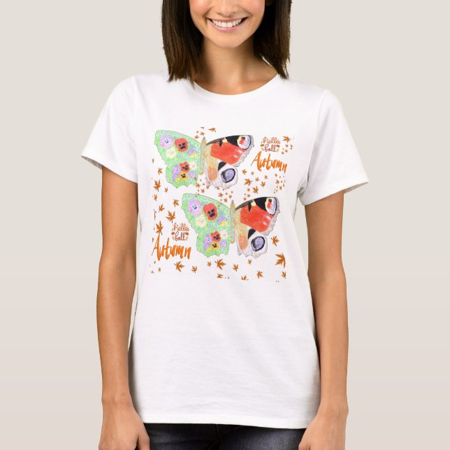 Floral Butterfly Herbst T-Shirt (Vorderseite)