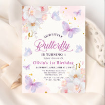 Floral Butterfly Lila Girl Geburtstag