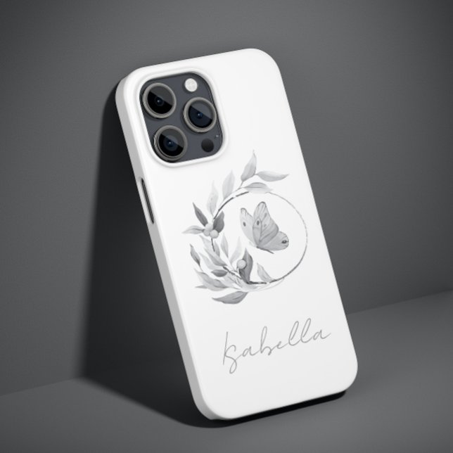 Floral Butterfly Monochrome Einfache Stilbezeichnu Case-Mate iPhone Hülle (Von Creator hochgeladen)