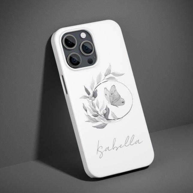 Floral Butterfly Monochrome Einfache Stilbezeichnu Case-Mate iPhone Hülle (Von Creator hochgeladen)