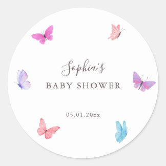 Floral Butterfly Nature Themed Baby Dusche Runder Aufkleber