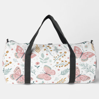 Floral Butterfly Pastel Garden Botanical Elegance Duffle Bag