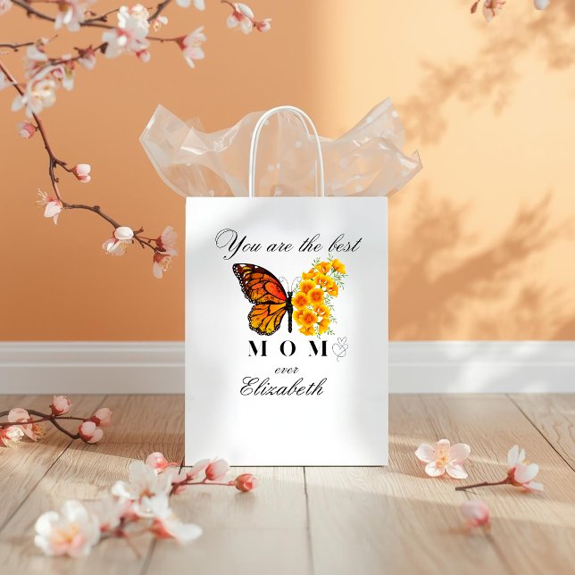 Floral Butterfly Personalized Gift Bag Mittlere Geschenktüte (Von Creator hochgeladen)